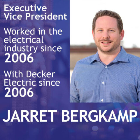 Jarret_BioPic_2006 photo of Jarret Bergkamp with profile info of his electrical experience with Decker Electric