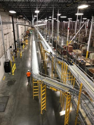 large warehouse with materials handling work done by Decker Electric