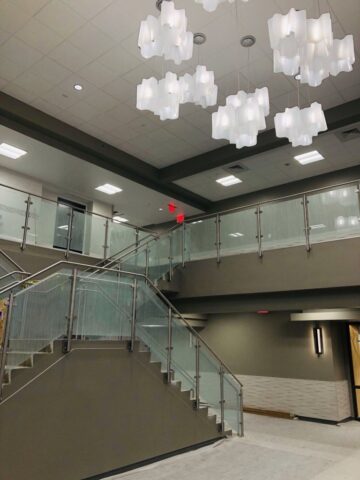 beautiful chandelier lighting at newly constructed facility