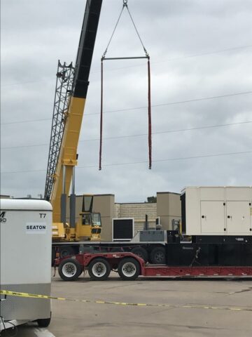 construction vehicle carrying large electronic components